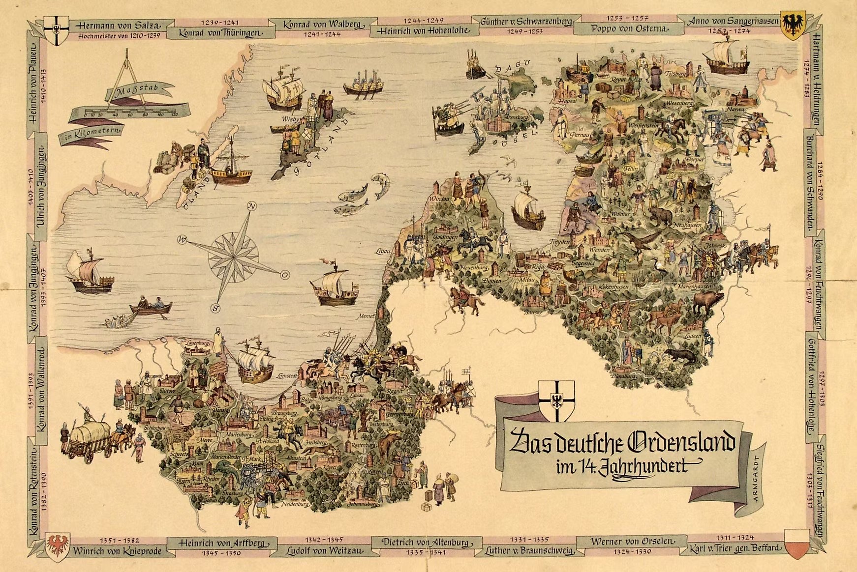 Das deutsche Ordensland im 14. Jahrhundert — o território da Ordem Teutônica no século XIV